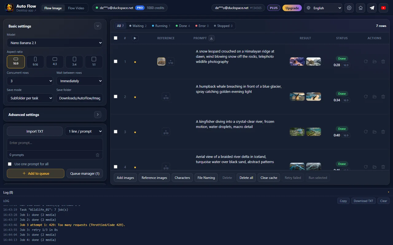 Log & Flow account