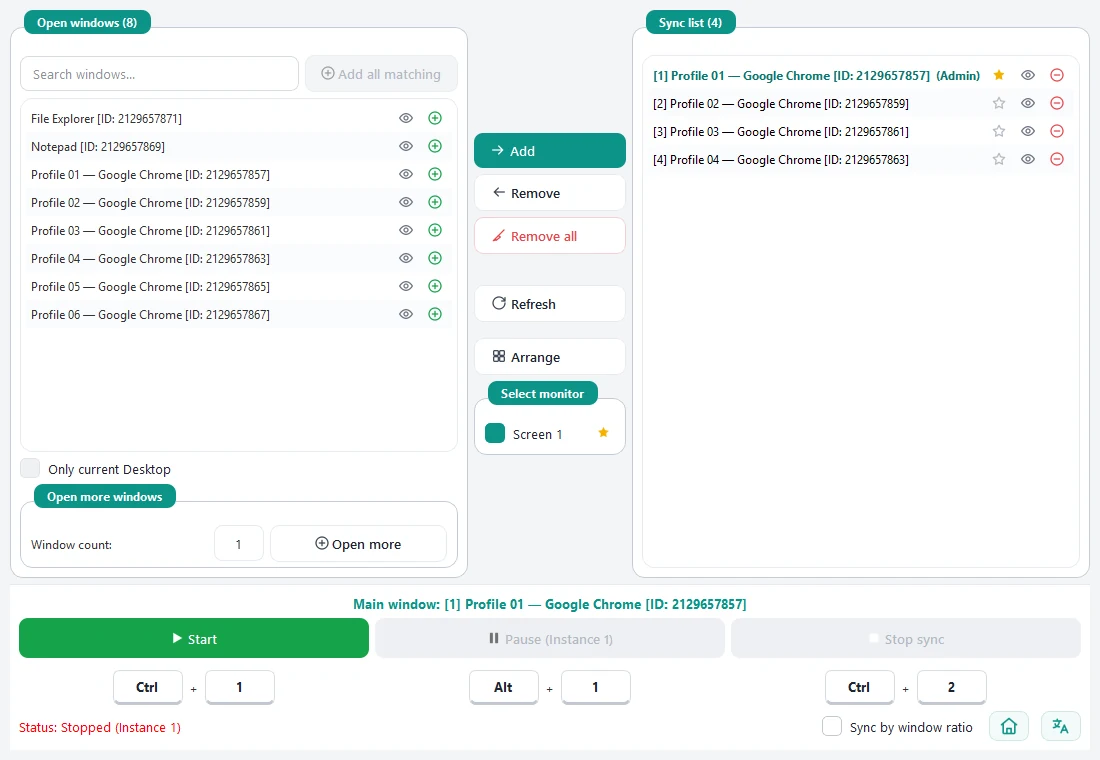 Screenshot of Mouse Synchronization