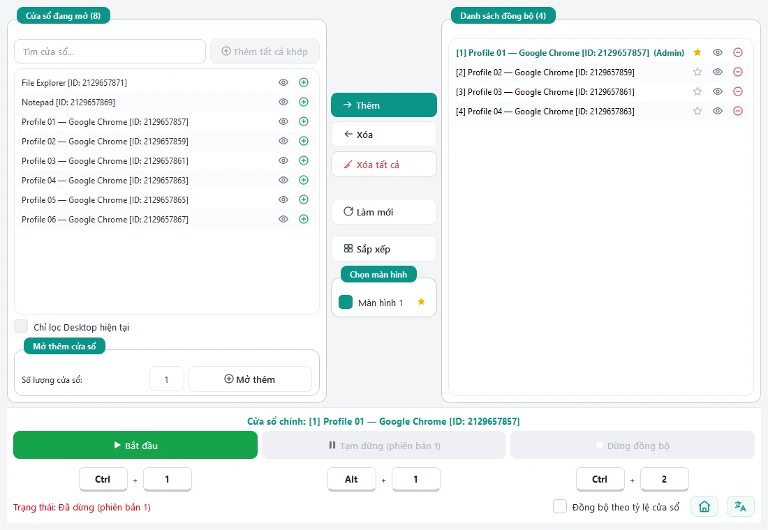Giao diện Mouse Synchronization