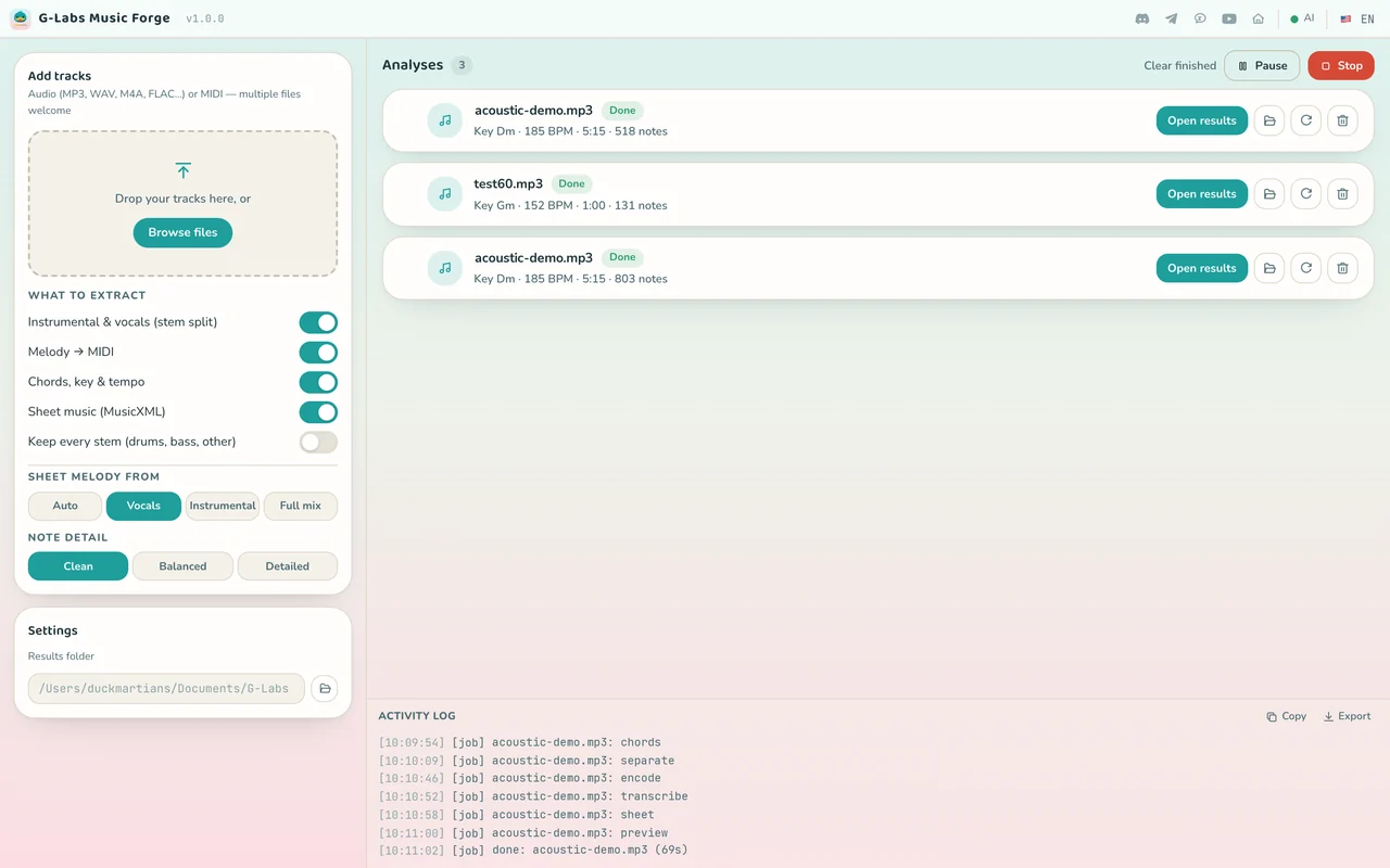 Giao diện G-Labs Music Forge