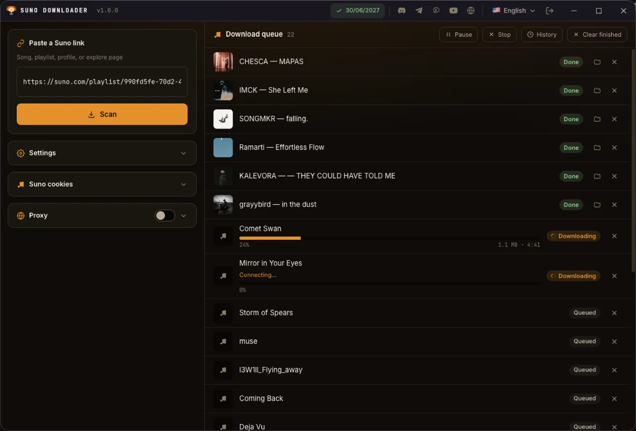 Giao diện Suno Downloader