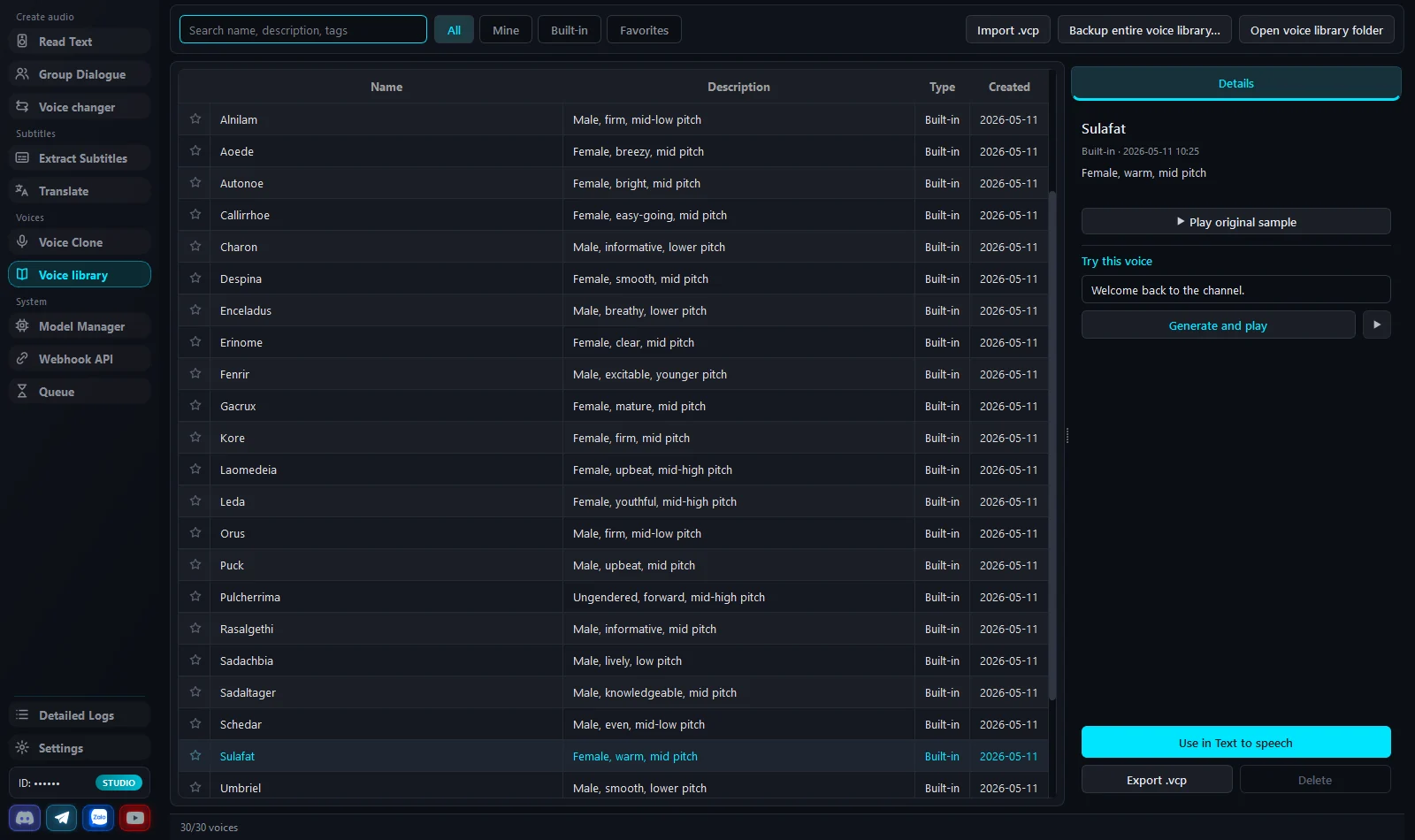 Voice library